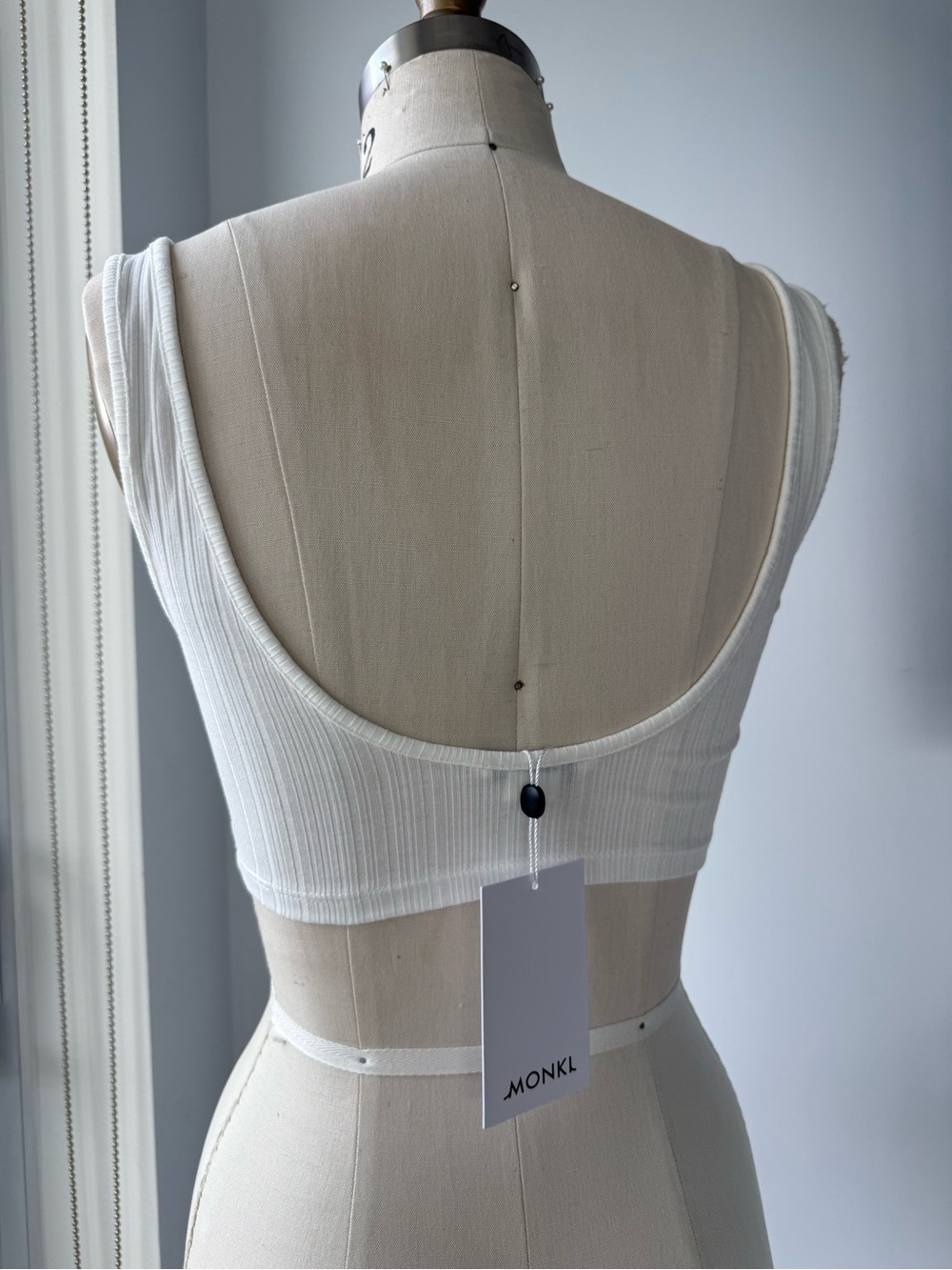 Monkl Ribbed Square-Neck Crop Tank - Picture 2 of 5